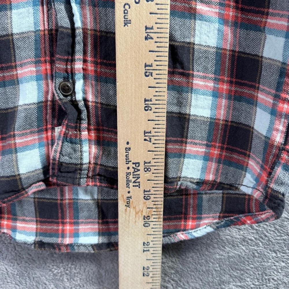 OshKosh Bgosh Boys Flannel Button Up Shirt Size 10 Orange White Plaid Holiday